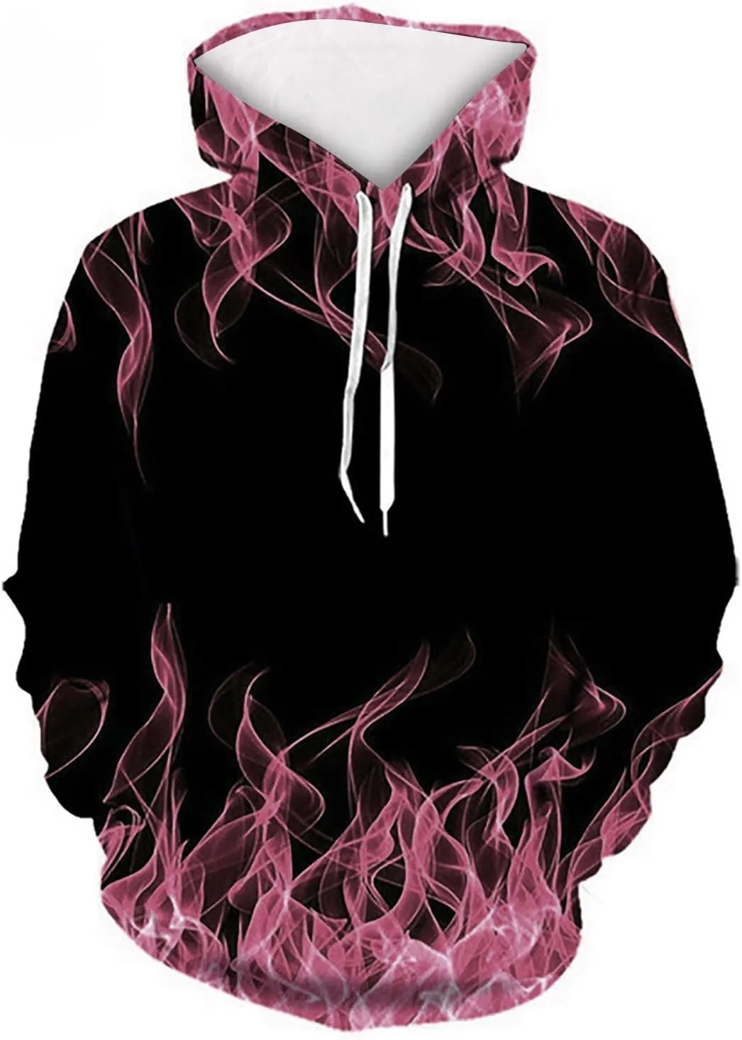 Men's Fashion Hoodies & Sweatshirts Drawstring Long Sleeve Casual Hooded Pullover 3D Flame Print Graphic Tee Shirts