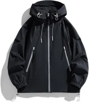 Mens Fashion Lapel Shirt Coats Autumn Winter Loose Fitted Zipper Shirt Lightweight Business Work Hooded Solid Jackets