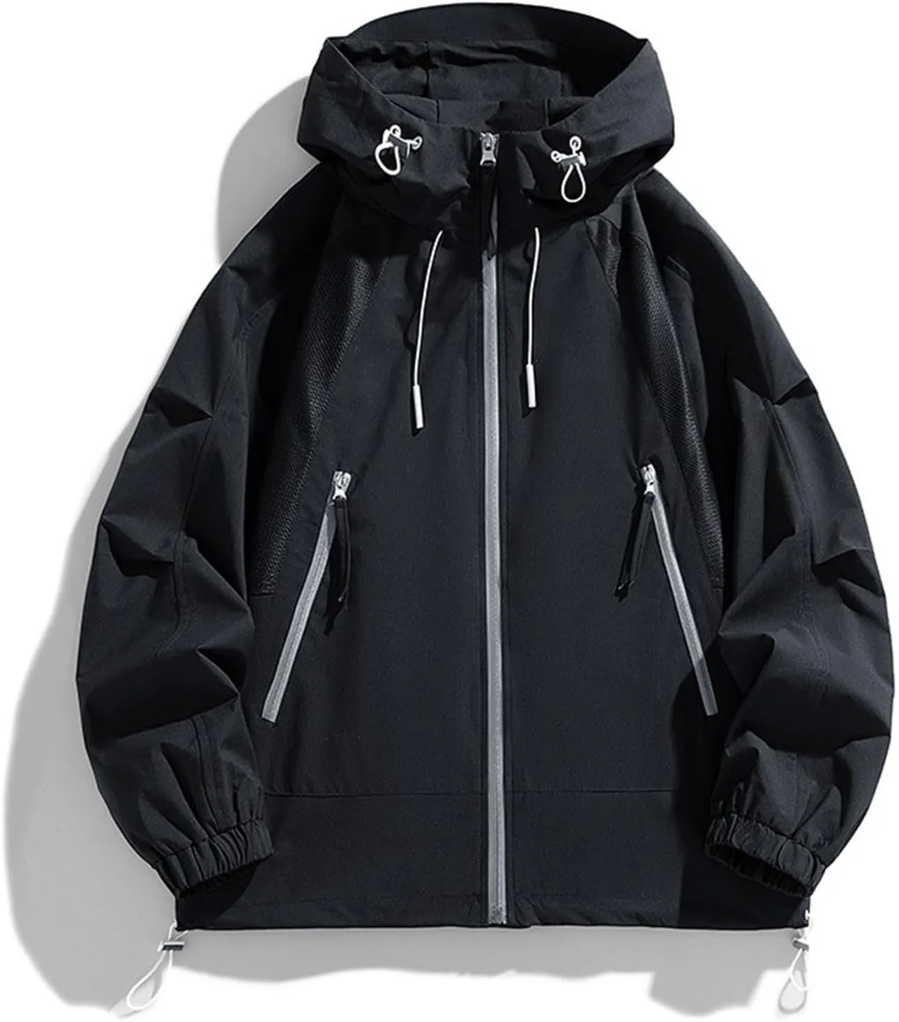 Mens Fashion Lapel Shirt Coats Autumn Winter Loose Fitted Zipper Shirt Lightweight Business Work Hooded Solid Jackets