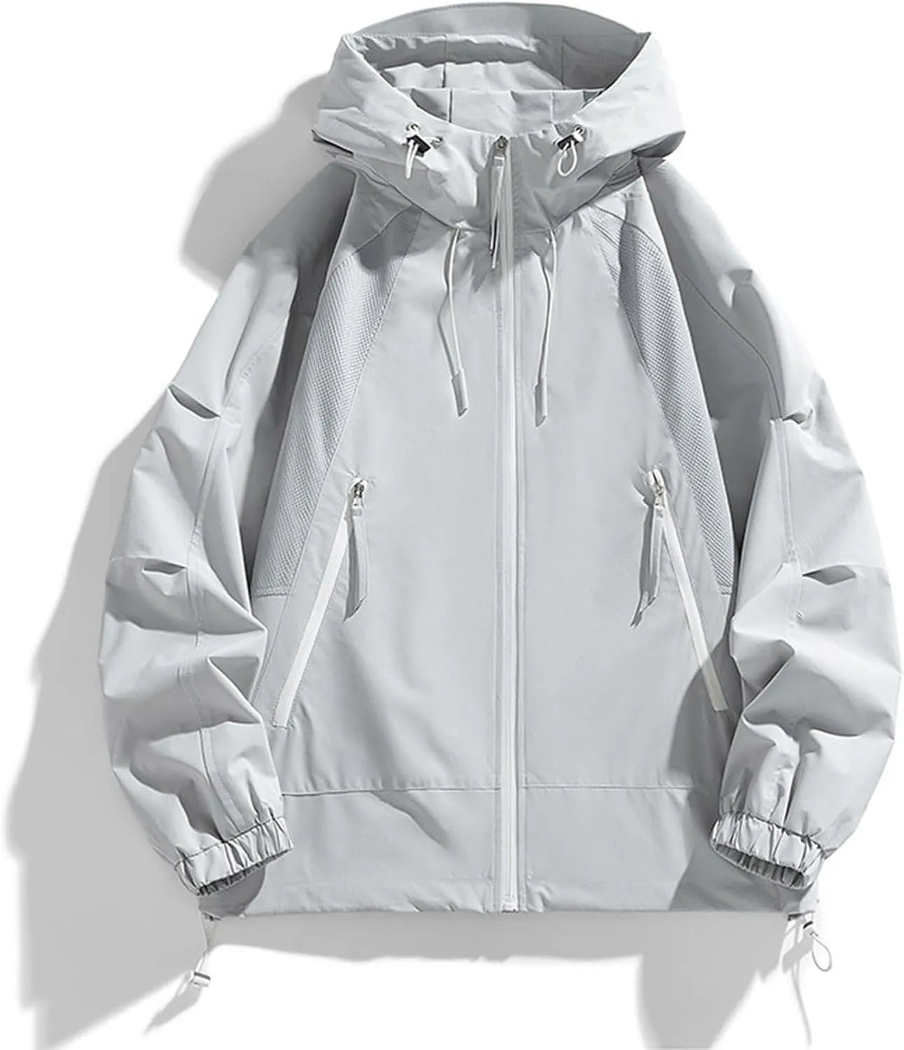 Mens Fashion Lapel Shirt Coats Autumn Winter Loose Fitted Zipper Shirt Lightweight Business Work Hooded Solid Jackets