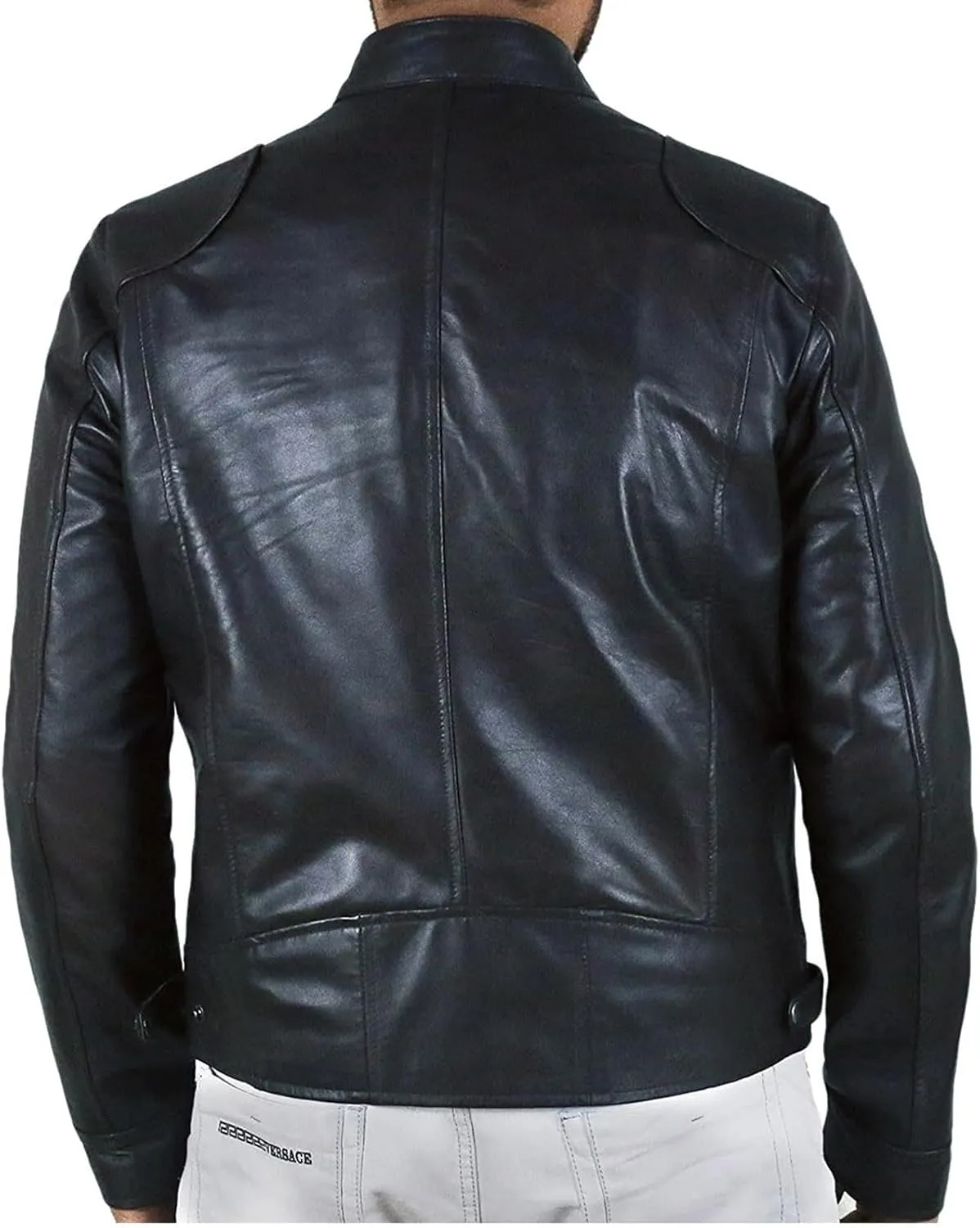 Men's Faux Leather Relagur Fitted Motorcycle Jacket Casual Lined Zip Up PU Bomber Jacket Stand Collar Racer Jackets