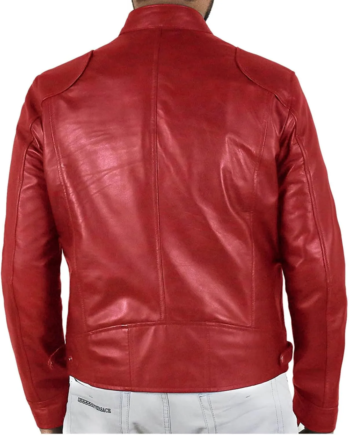 Men's Faux Leather Relagur Fitted Motorcycle Jacket Casual Lined Zip Up PU Bomber Jacket Stand Collar Racer Jackets