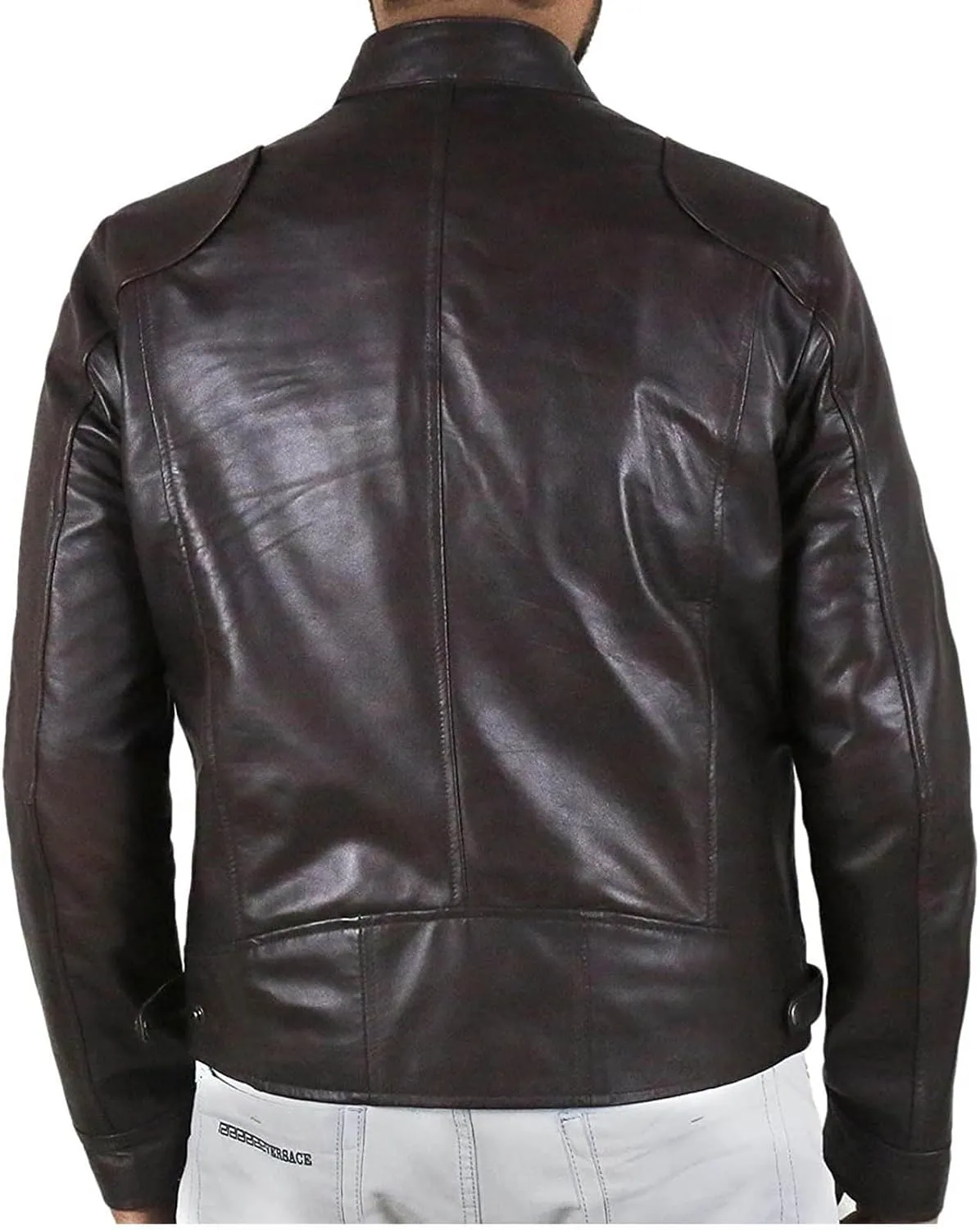 Men's Faux Leather Relagur Fitted Motorcycle Jacket Casual Lined Zip Up PU Bomber Jacket Stand Collar Racer Jackets