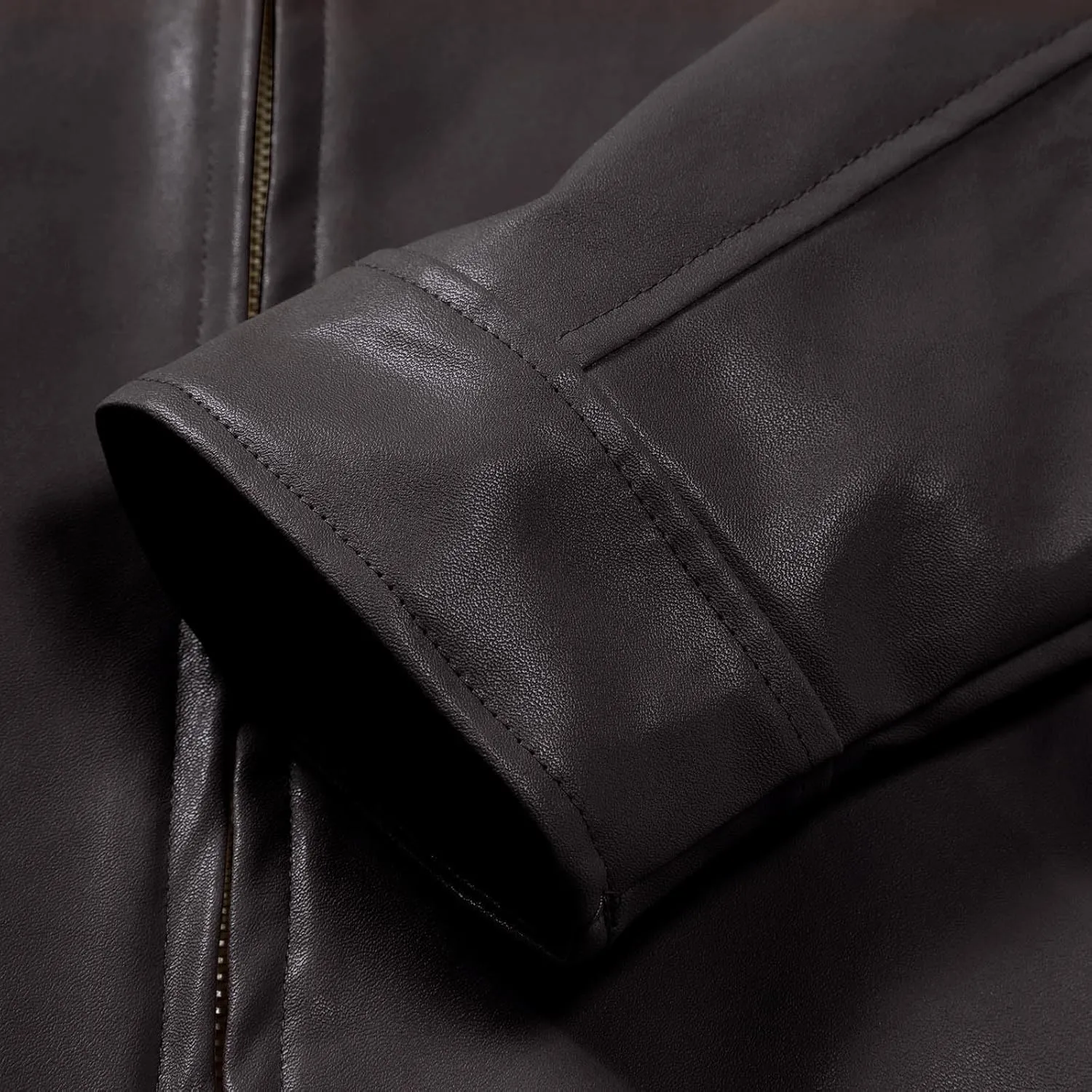 Men's Faux Leather Relagur Fitted Motorcycle Jacket Casual Lined Zip Up PU Bomber Jacket Stand Collar Racer Jackets