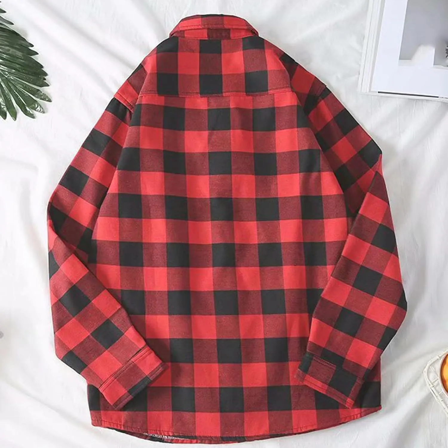 Mens Flannel Plaid Shirts Long Sleeve Casual Button Down Shirt Relaxed Fit Lightweight Pockets Gingham Shirt for Work