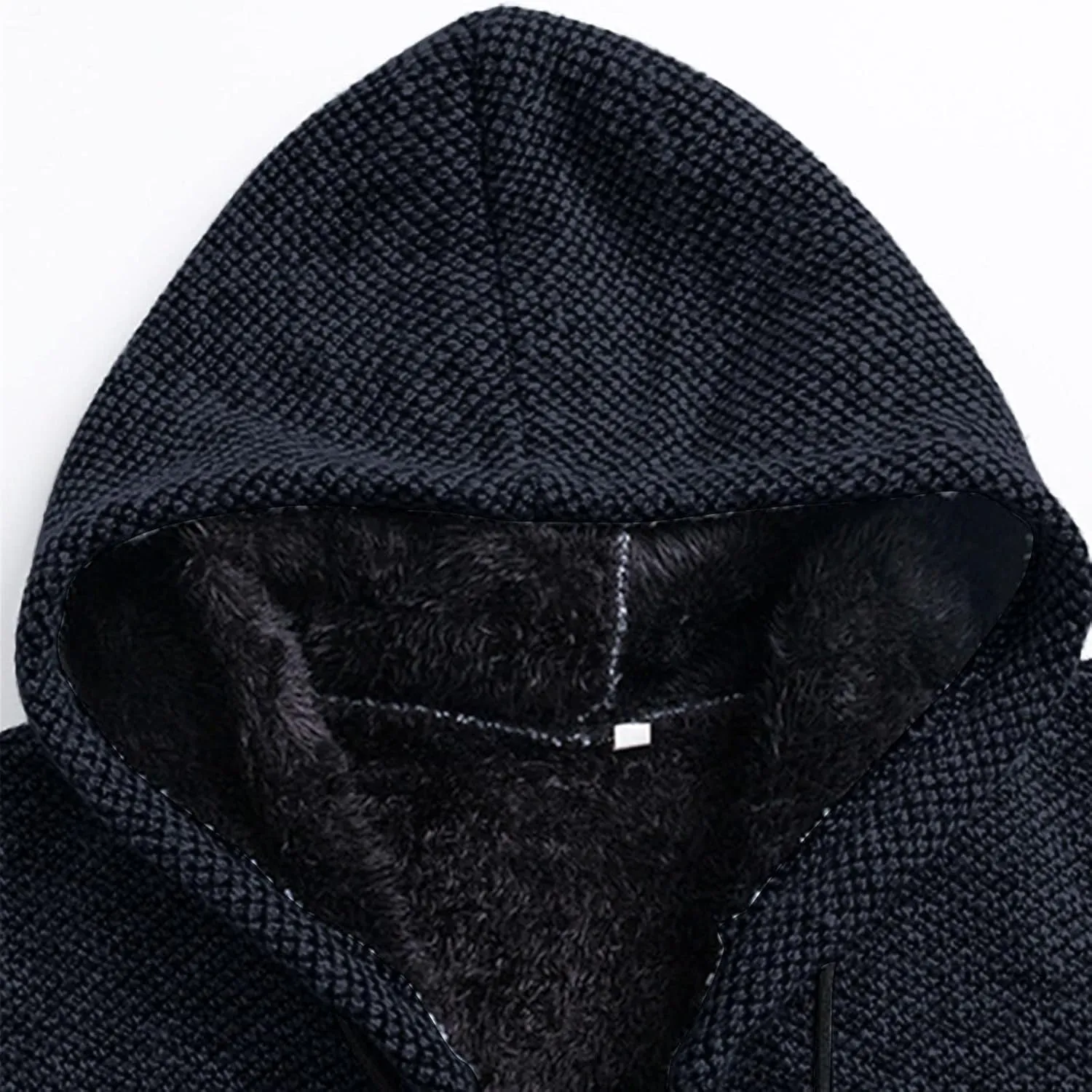 Men's Fleece Sweater Jackets Warm Zip Up Hooded Winter Coats Slim Fit Colorblock Padded Fuzzy Sherpa Jacket Hoodies