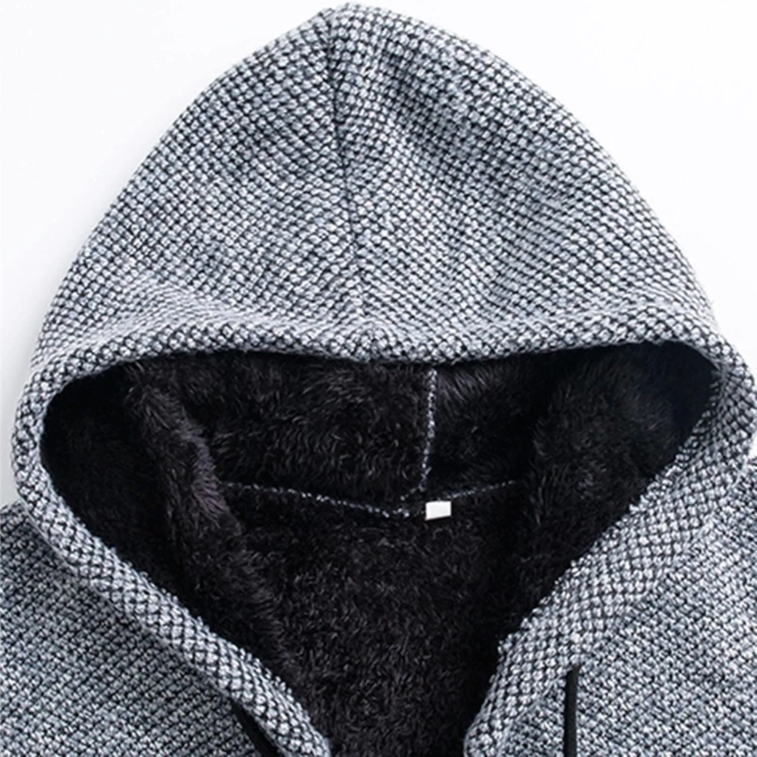 Men's Fleece Sweater Jackets Warm Zip Up Hooded Winter Coats Slim Fit Colorblock Padded Fuzzy Sherpa Jacket Hoodies