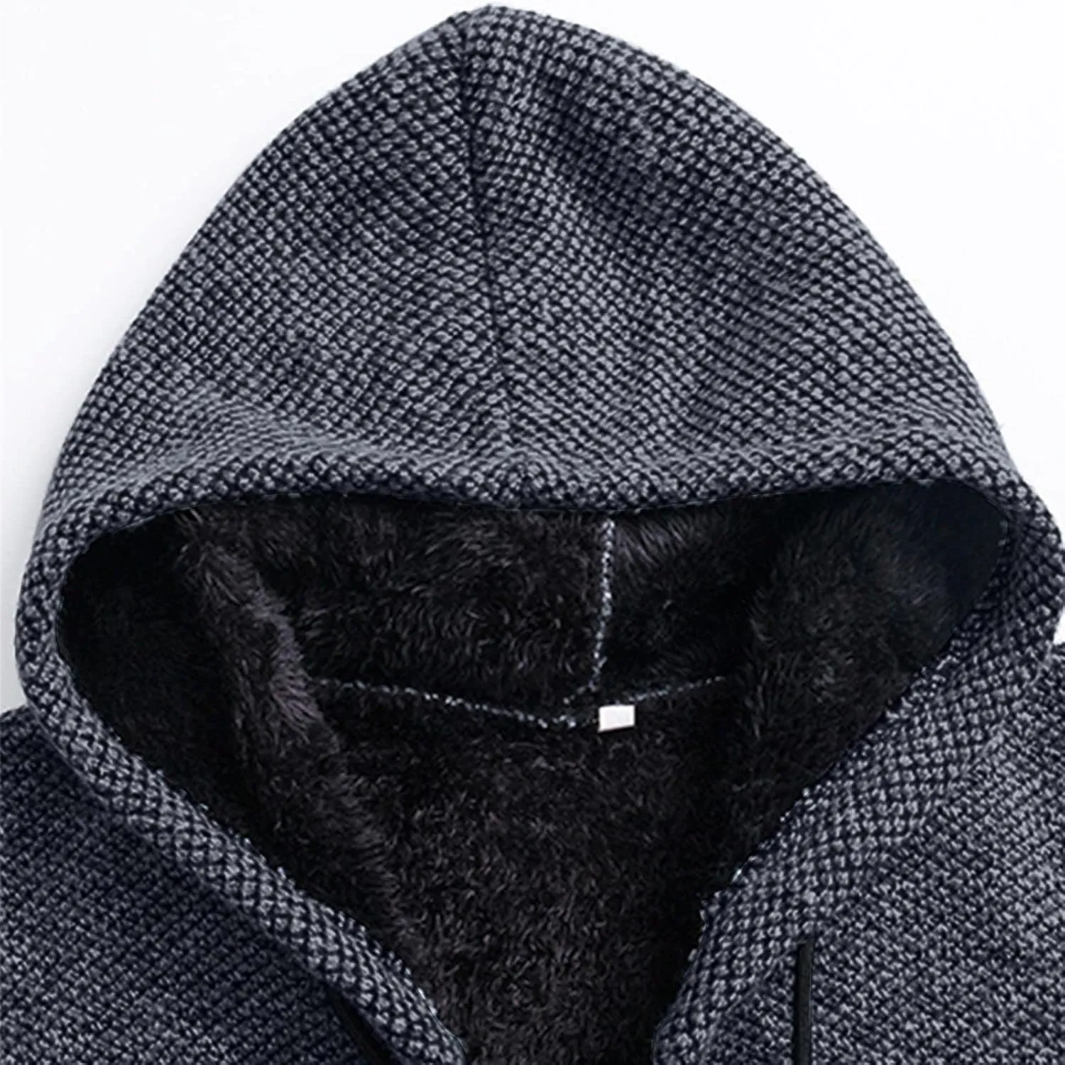 Men's Fleece Sweater Jackets Warm Zip Up Hooded Winter Coats Slim Fit Colorblock Padded Fuzzy Sherpa Jacket Hoodies
