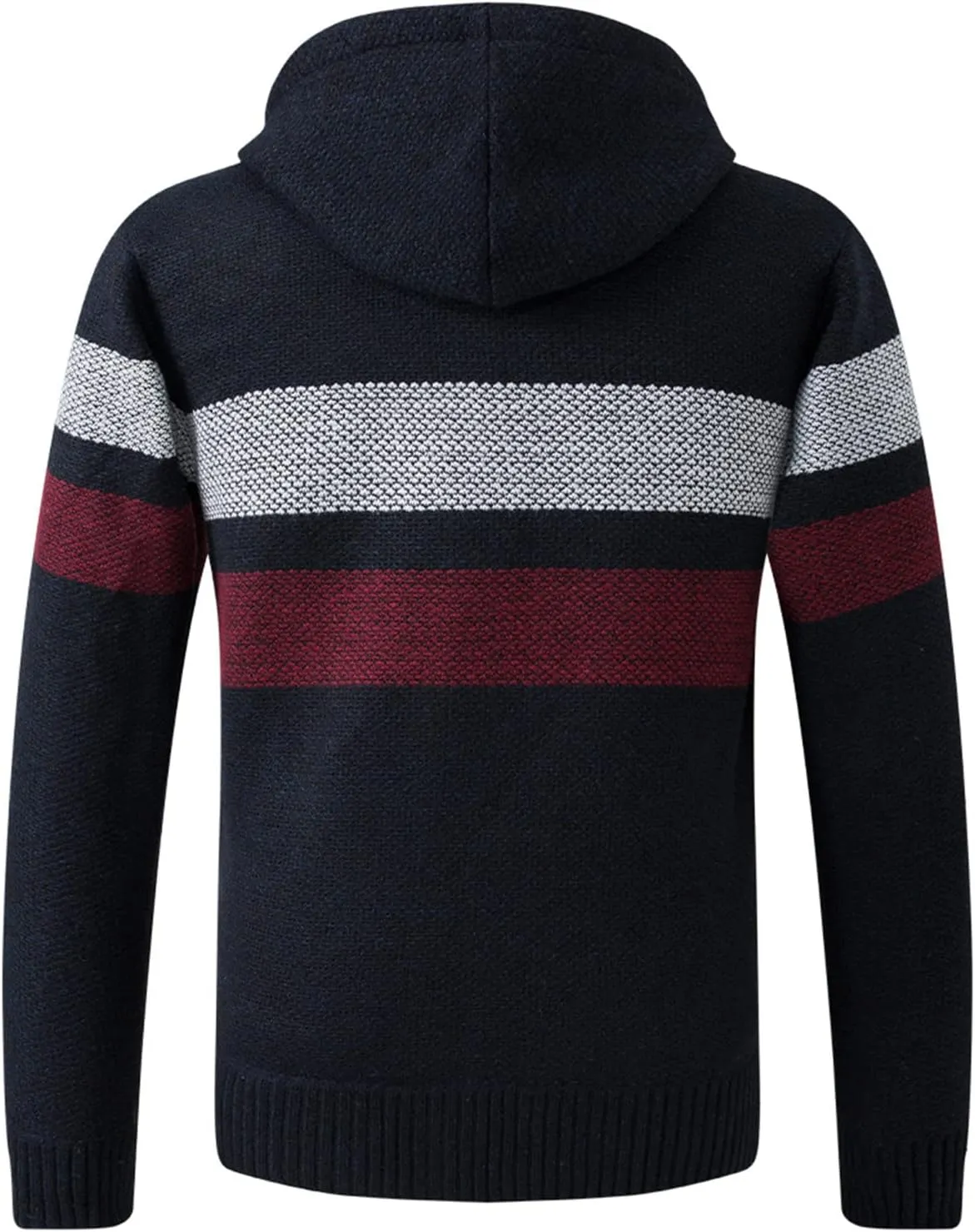 Men's Fleece Sweater Jackets Warm Zip Up Hooded Winter Coats Slim Fit Colorblock Padded Fuzzy Sherpa Jacket Hoodies