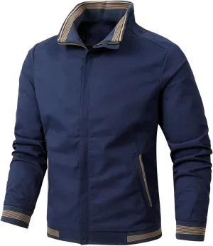 Mens Full Zip Lightweight Bomber Jacket Windbreaker Outerwear Active Coat Casual Slim Fit for Everyday Wear