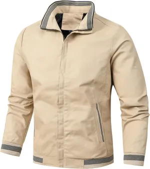 Mens Full Zip Lightweight Bomber Jacket Windbreaker Outerwear Active Coat Casual Slim Fit for Everyday Wear