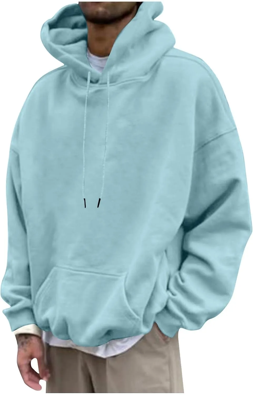 Men's Graphic Letter Print Drawstring Street Hoodies Oversized Vintage Long Sleeve Sweatshirts
