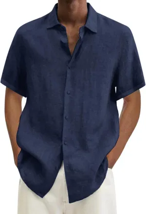 Men's Hawaiian Short Sleeve Shirts Summer Casual Button Down Shirts Lightweight Holiday Beach Loose Fit Hiipie Shirt