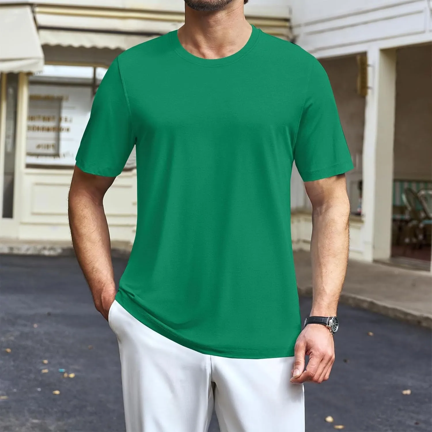 Mens Heavyweight Cotton T-Shirts Crew Neck Summer Loose Big and Tall T Shirts Quick Dry Running Athletic Gym Tees