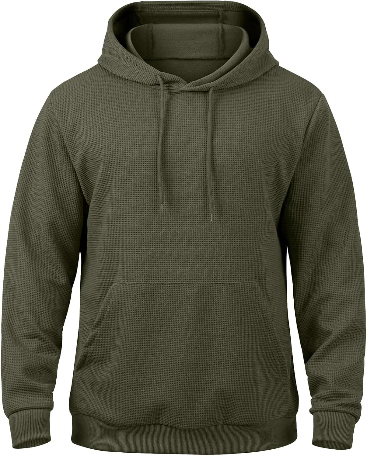 Mens Hooded Sweatshirt Long Sleeve Drawstring Solid Color Hoodies With Pocket Casual Relaxed Fit Pullover Shirts Tops