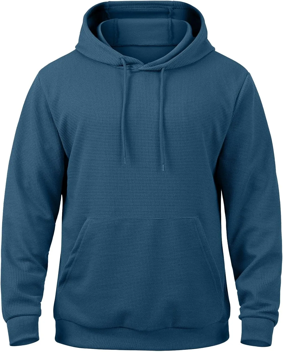 Mens Hooded Sweatshirt Long Sleeve Drawstring Solid Color Hoodies With Pocket Casual Relaxed Fit Pullover Shirts Tops