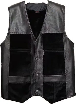 Mens Leather Vest Motorcycle Biker V Neck Sweater Vest Button Down Leather Bomber Jacket Men Classic
