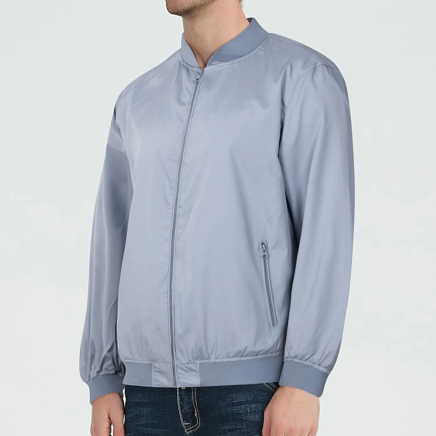 Mens Lightweight Bomber Jacket Casual Windbreaker Flight Zip Up for Outdoor Activities and Everyday Wear