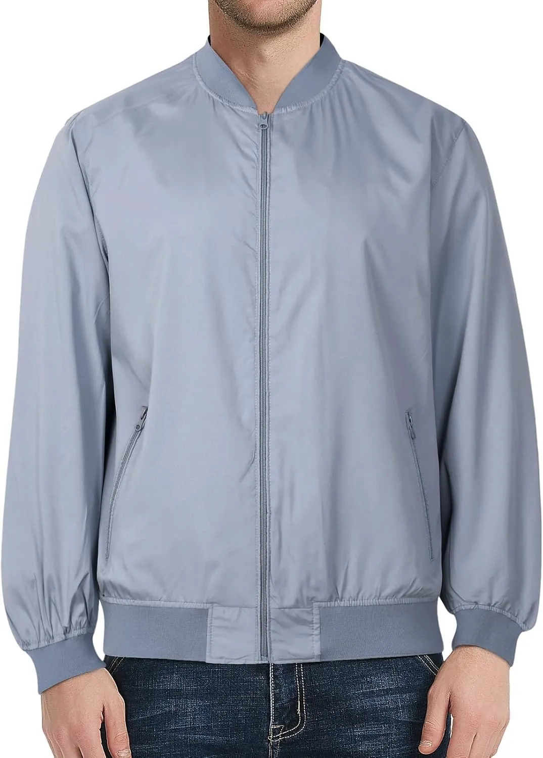 Mens Lightweight Bomber Jacket Casual Windbreaker Flight Zip Up for Outdoor Activities and Everyday Wear