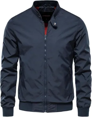 Mens Lightweight Bomber Jacket Casual Windbreaker Windproof Zip Up with Pockets for Everyday Wear