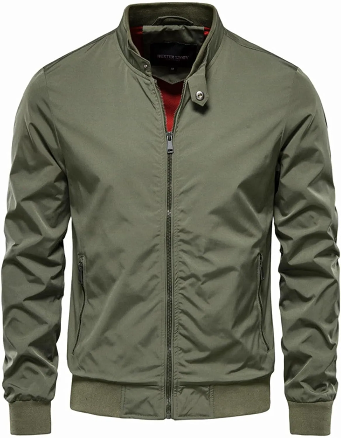 Mens Lightweight Bomber Jacket Casual Windbreaker Windproof Zip Up with Pockets for Everyday Wear