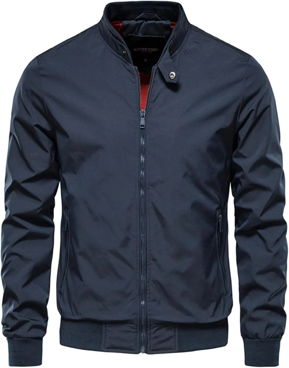 Mens Lightweight Bomber Jacket Casual Windbreaker Windproof Zip Up with Pockets for Everyday Wear