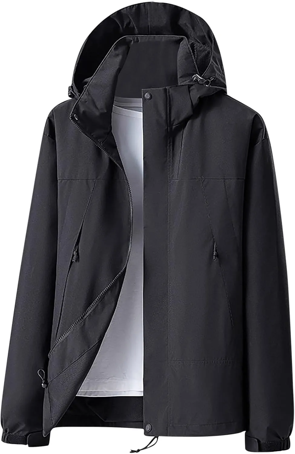 Men's Lightweight Comfy Casual Jacket Loose Fitted Color Blocking Outdoor Fall Long Sleeved Hooded Camping Jackets