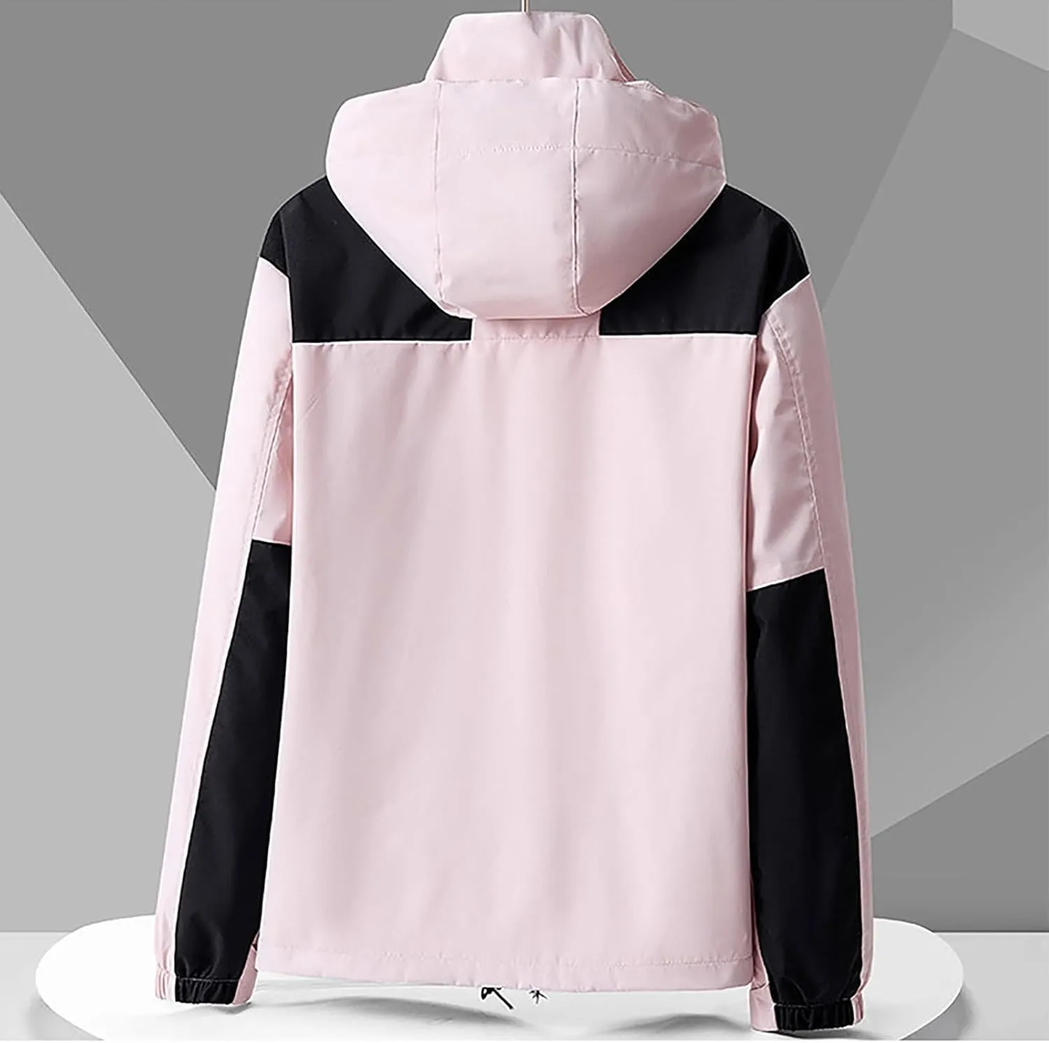 Men's Lightweight Comfy Casual Jacket Loose Fitted Color Blocking Outdoor Fall Long Sleeved Hooded Camping Jackets