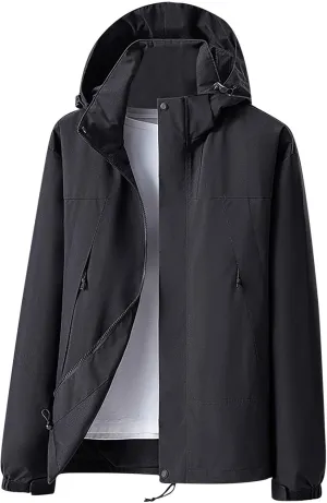 Men's Lightweight Comfy Casual Jacket Loose Fitted Color Blocking Outdoor Fall Long Sleeved Hooded Camping Jackets