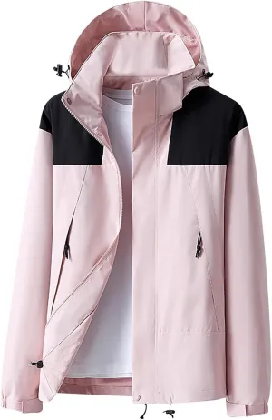 Men's Lightweight Comfy Casual Jacket Loose Fitted Color Blocking Outdoor Fall Long Sleeved Hooded Camping Jackets