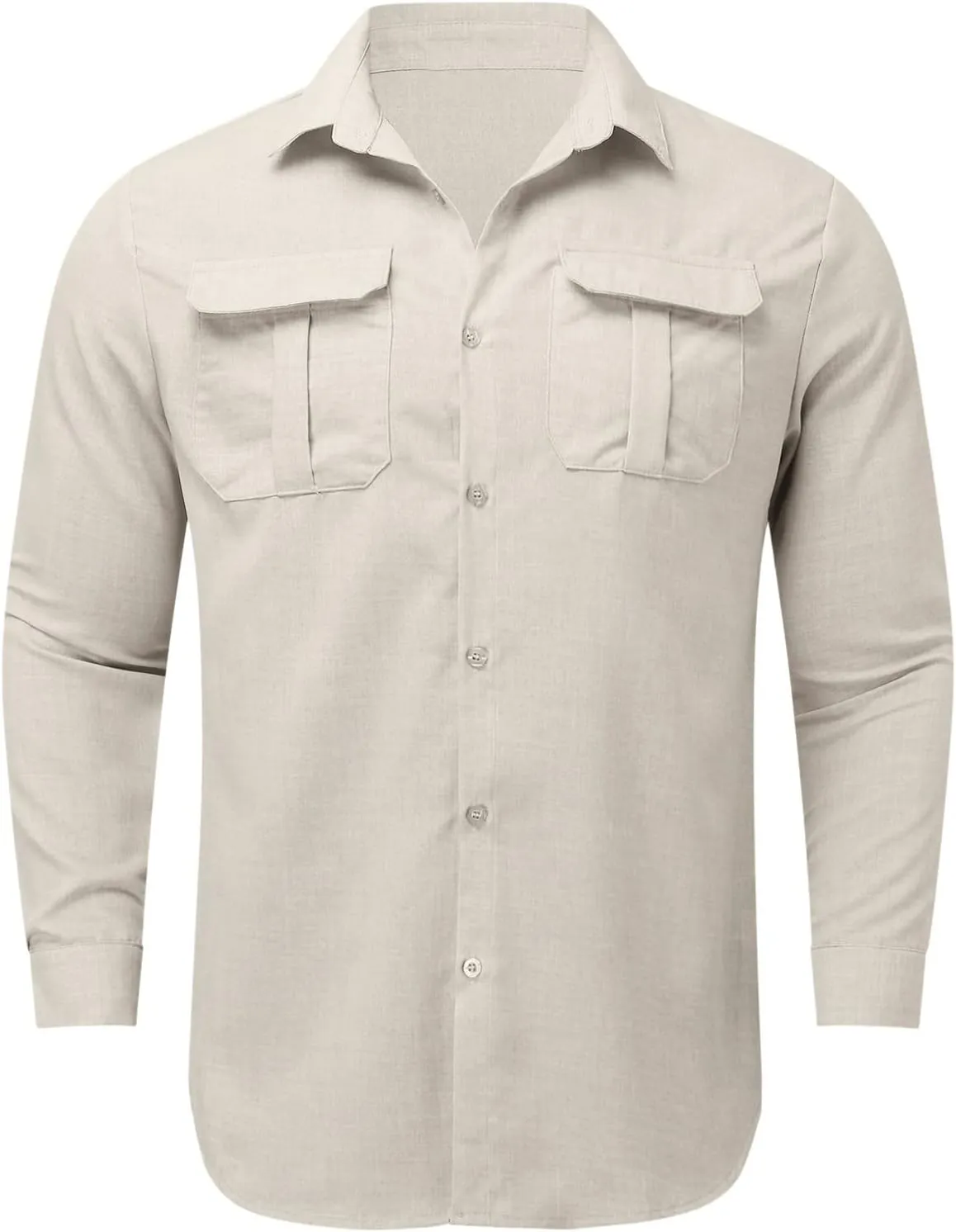 Men's Long Sleeve Casual Button Down Linen Shirts Striped Henley Shirt Untucked Shirts for Men Trendy Dress Shirt