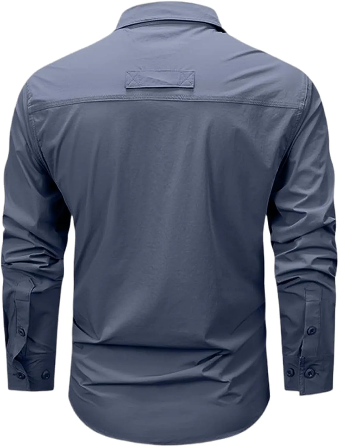 Mens Military Shirts Lightweight Tactical Work Shirt Cotton Button Cargo Shirt Loose Fit Outdoor Hiking Fishing Shirt
