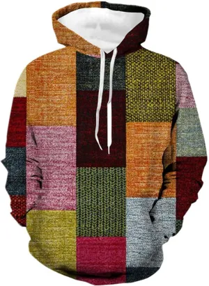Men's Novelty Color Block Pullover Multicolor Sweatshirt Patchwork Sweatshirt for Men, Winter Warmth Sweatshirt
