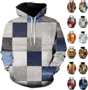 Men's Novelty Color Block Pullover Multicolor Sweatshirt Patchwork Sweatshirt for Men, Winter Warmth Sweatshirt