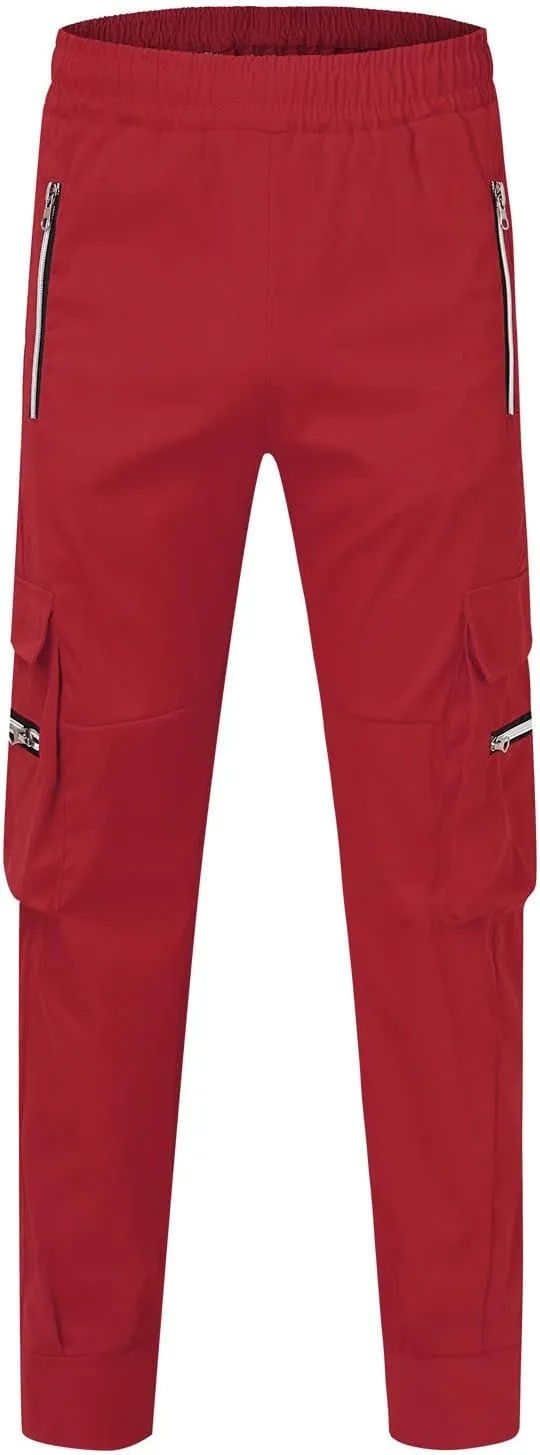 Mens Outdoor Hiking Cargo Pants Cotton Simple Solid Color Leisure High Street Elastic Men Athletic Joggers