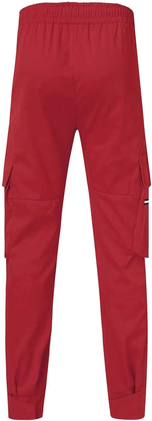 Mens Outdoor Hiking Cargo Pants Cotton Simple Solid Color Leisure High Street Elastic Men Athletic Joggers