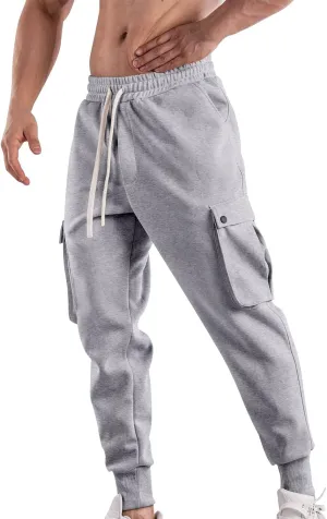 Mens Outdoor Hiking Cargo Pants Cotton Simple Solid Color Leisure High Street Elastic Men Athletic Joggers