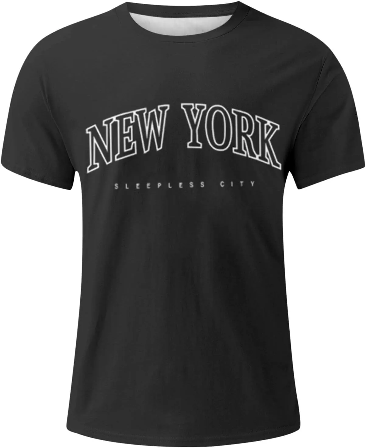 Men's Oversized Graphic Tees Short Sleeve New York Letter Print T-Shirt Summer Causal Crewneck Tee Tops