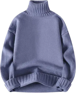 Men's Oversized Sweaters Turtleneck Knitted Pullover Long Sleeve Chunky Casual Fall Winter Warm Cardigans Relaxed Fit