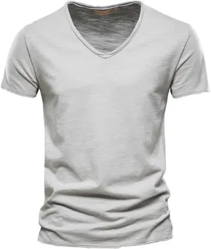 Mens Resort Wear 2025 Short Sleeve T Shirt Trendy V Neck Summer Tee Tops Casual Solid Color Classic T-Shirts