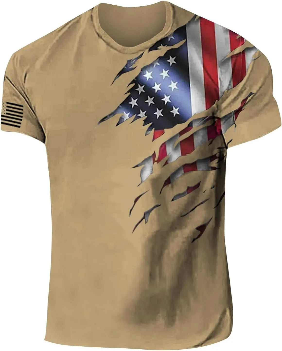 Mens Short Sleeve USA T-Shirt : Super Soft Premium Fabric Loose Fit Comfortable Daily Tees