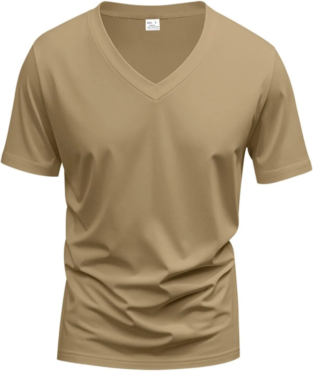 Mens Short Sleeve V Neck Muscle Slim T Shirt V-Neck Stretch Bodybuilding Shirt Soft Comfy Collarless Summer Tops