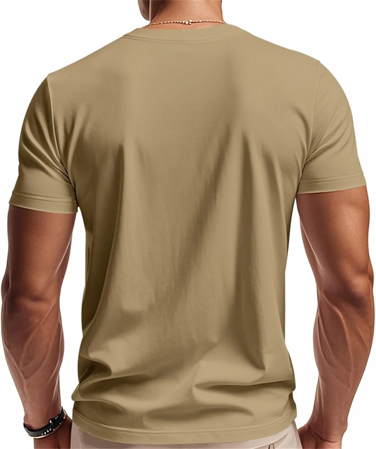 Mens Short Sleeve V Neck Muscle Slim T Shirt V-Neck Stretch Bodybuilding Shirt Soft Comfy Collarless Summer Tops