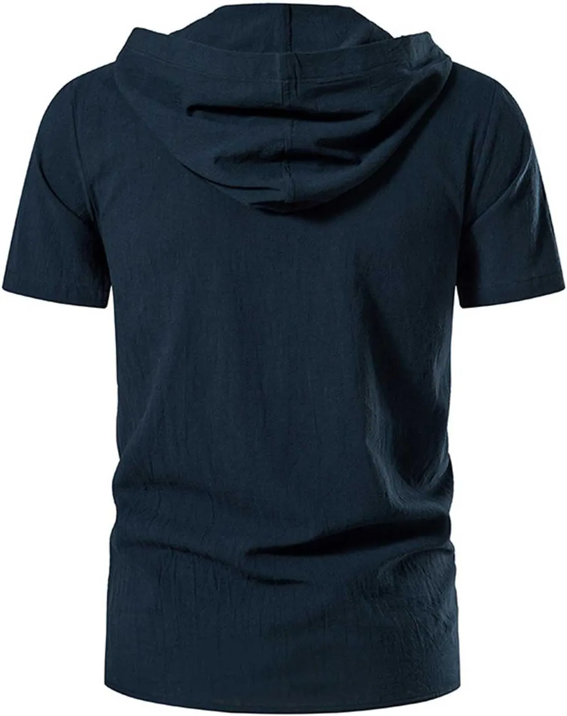 Mens Summer Cotton Linen Hoodie Fashion Drawstring T Shirts Trendy Short Sleeve Linen Tops Vacation Going Out Outfit