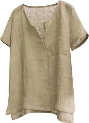 Mens Summer Linen Tees Shirts for Men Casual 2025 Loose Fit Athletic Tops Cute V Neck Tee Shirts Going Out Dressy