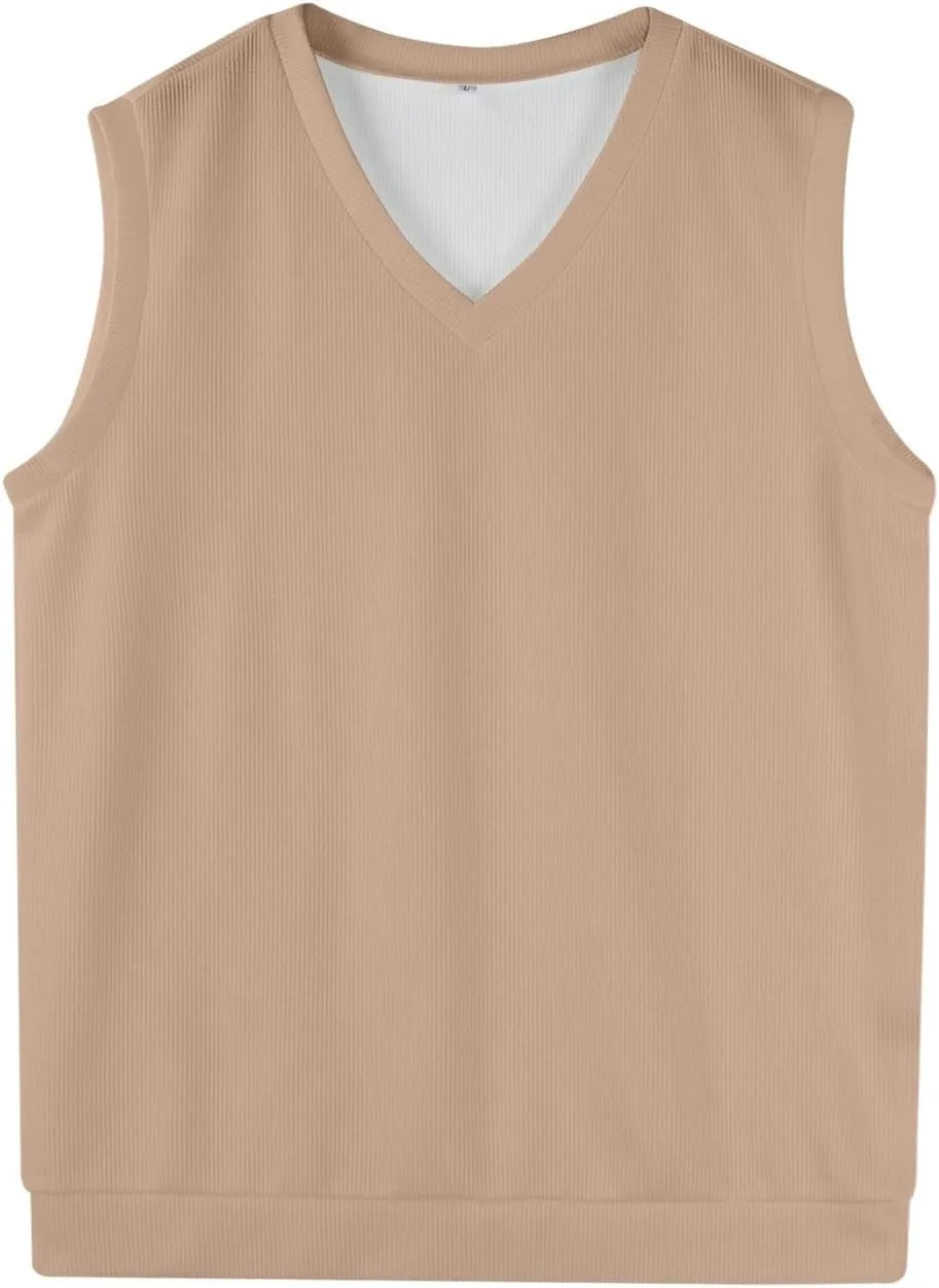 Men's Vest V Neck Sleeveless Pullover Relaxed Fit Knitted Solid Tops Business Work 2025 Lightweight Vest Sweater