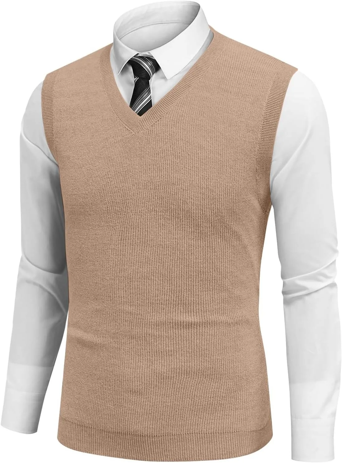 Men's Vest V Neck Sleeveless Pullover Relaxed Fit Knitted Solid Tops Business Work 2025 Lightweight Vest Sweater