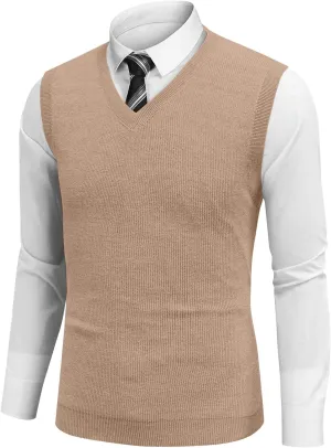 Men's Vest V Neck Sleeveless Pullover Relaxed Fit Knitted Solid Tops Business Work 2025 Lightweight Vest Sweater