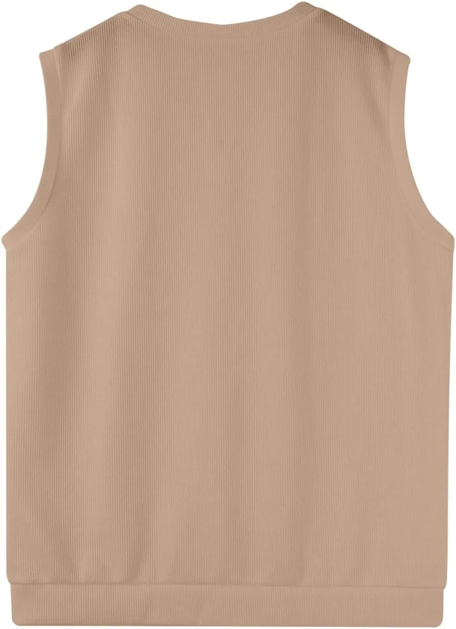 Men's Vest V Neck Sleeveless Pullover Relaxed Fit Knitted Solid Tops Business Work 2025 Lightweight Vest Sweater