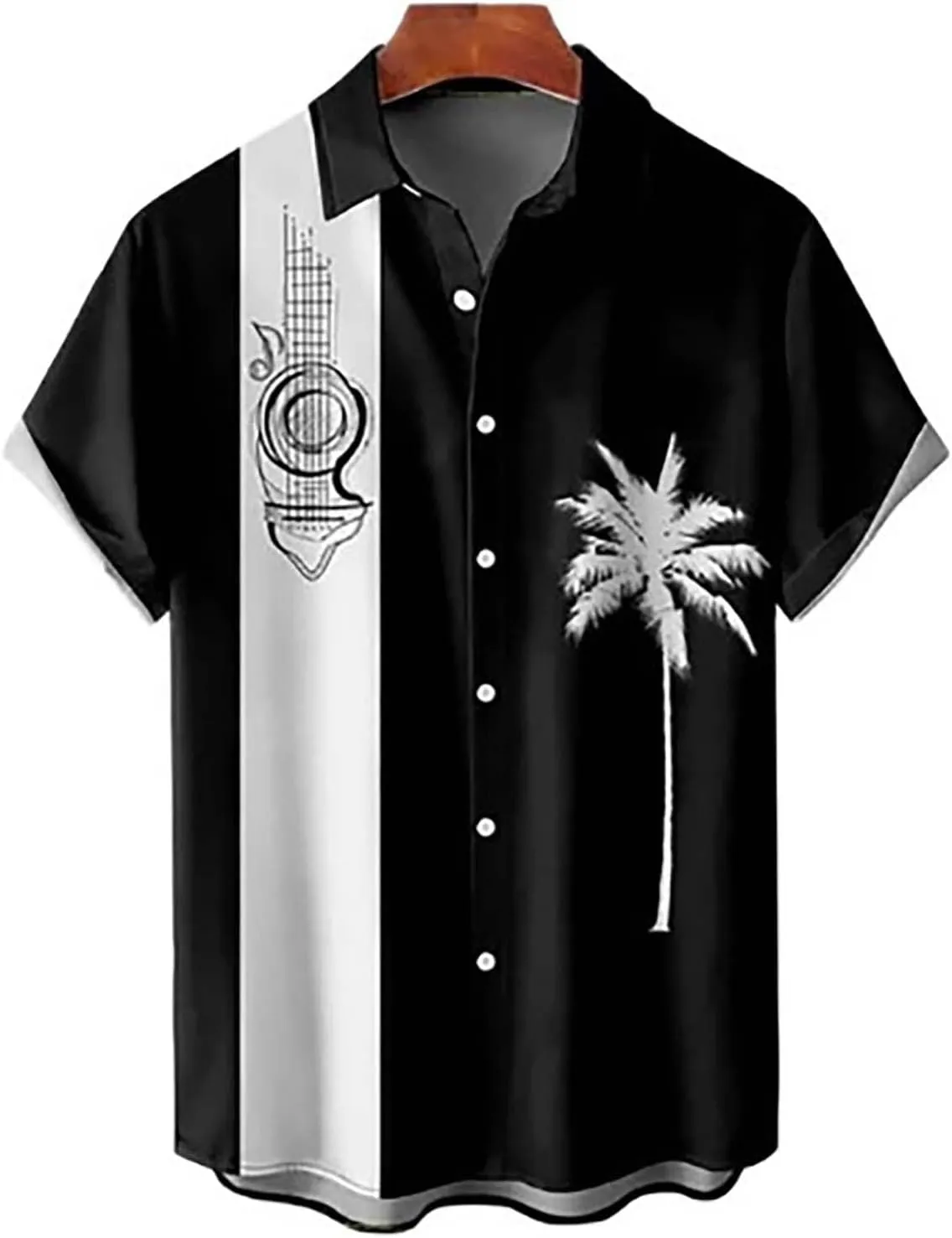 Men's Vintage Bowling Shirt Hipster Short Sleeve Button Down Hawaiian Shirts Big and Tall Summer Beach Casual Shirts